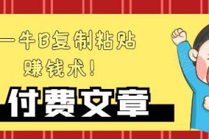 —牛B复制粘贴赚钱术！牛逼持久收入极品闷声发财项目，首发揭秘独此一家！