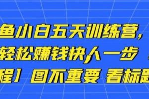 卓让闲鱼小白五天训练营，每天一小时，轻松赚钱快人一步