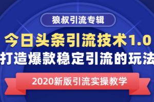 今日头条引流技术1.0，打造爆款稳定引流的玩法，快速获得平台推荐量的秘诀