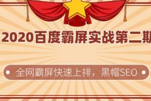 2020百度霸屏实战第二期，全网霸屏快速上排，黑帽SEO技术中最稳定的方法