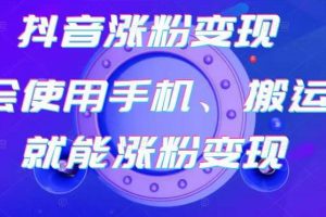 蟹老板-抖音涨粉变现号，起号卖号3天千粉，会使用手机或搬运就能涨粉变现