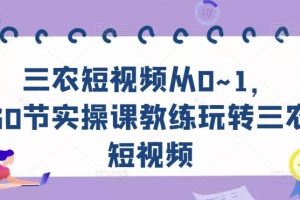 三农短视频从0~1，​30节实操课教练玩转三农短视频