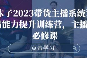 大木子2023带货主播系统课，主播能力提升训练营，主播带货必修课