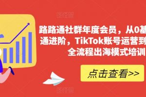 路路通社群年度会员，从0基础到精通进阶，TikTok账号运营到变现的全流程出海模式培训