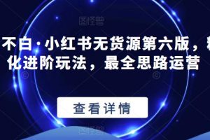 绅白不白·小红书无货源第六版，精细化进阶玩法，最全思路运营