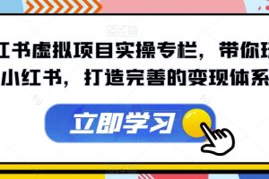 小红书虚拟项目实操专栏，带你玩转小红书，打造完善的变现体系