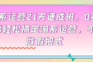 淘系运营21天速成班，0基础轻松搞定淘系运营，不做假把式