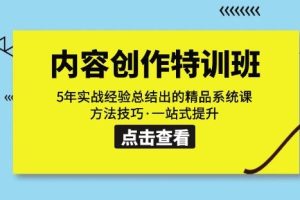 内容创作·特训班：5年实战经验总结出的精品系统课方法技巧·一站式提升