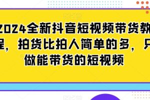 2024全新抖音短视频带货教程，拍货比拍人简单的多，只做能带货的短视频