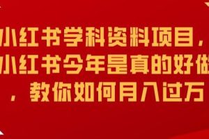 小红书学科资料项目，小红书今年是真的好做，教你如何月入过万【揭秘】