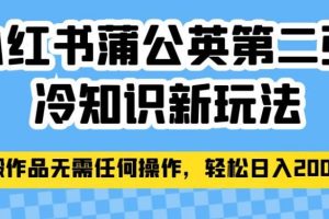 小红书蒲公英第二弹冷知识新玩法，照搬作品无需任何操作，轻松日入2000+【揭秘】