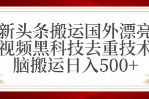 最新头条搬运国外漂亮美女视频黑科技去重技术无脑搬运日入500+【揭秘】