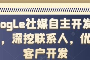 Google社媒自主开发客户，深挖联系人，优质客户开发